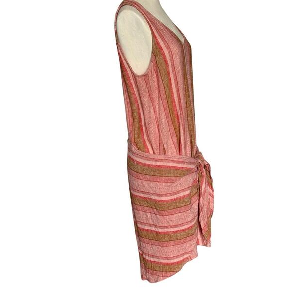 Anthropologie Drew Linen Tie Front  Stripe Dress Size M - Picture 4 of 7